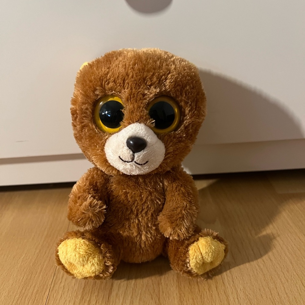 RETIRED. Ty Beanie Boo “Honey” Bear Plush 6” – Glitter Eyes Stuffed Animal